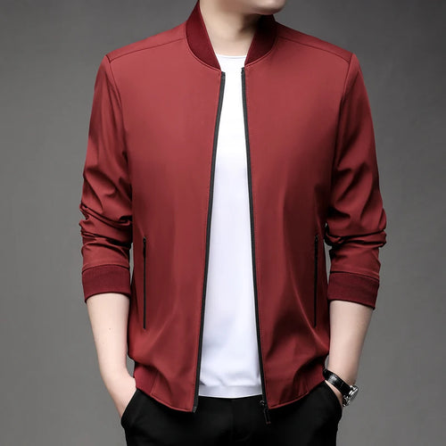 Baseball collar jacket - red