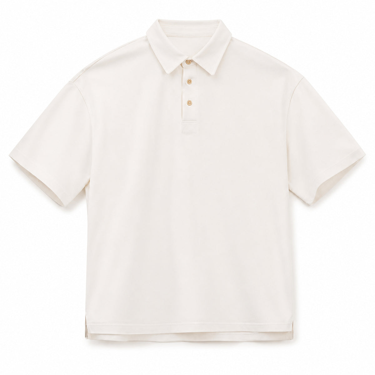 Creamy white retro polo shirt, flat front view