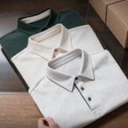 Folded retro polos showing the three colorways together